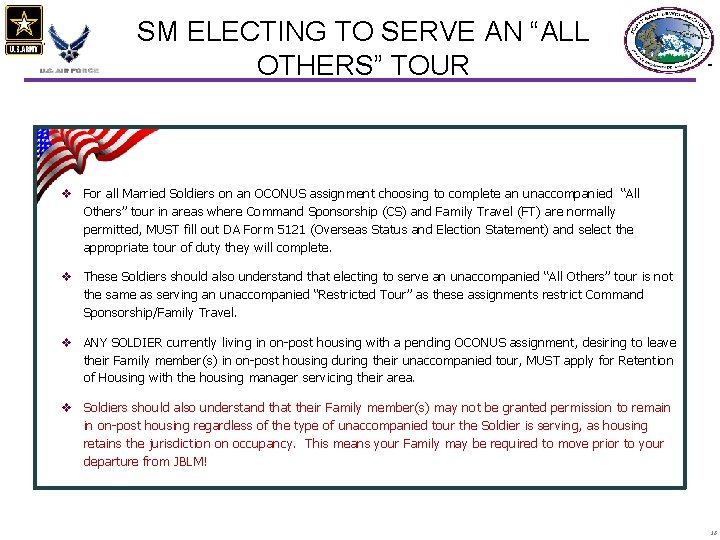 SM ELECTING TO SERVE AN “ALL OTHERS” TOUR v For all Married Soldiers on