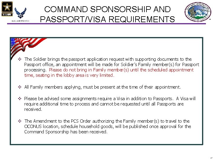 COMMAND SPONSORSHIP AND PASSPORT/VISA REQUIREMENTS v The Soldier brings the passport application request with