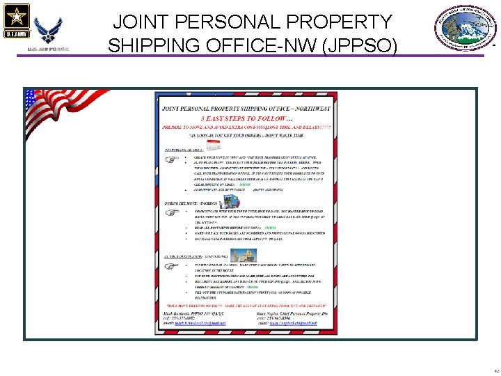 JOINT PERSONAL PROPERTY SHIPPING OFFICE-NW (JPPSO) 42 