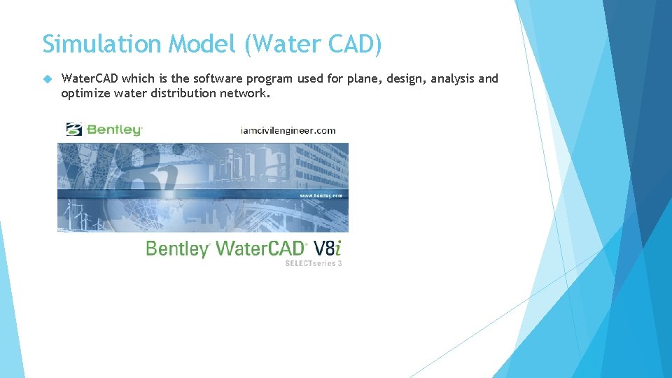 Simulation Model (Water CAD) Water. CAD which is the software program used for plane,