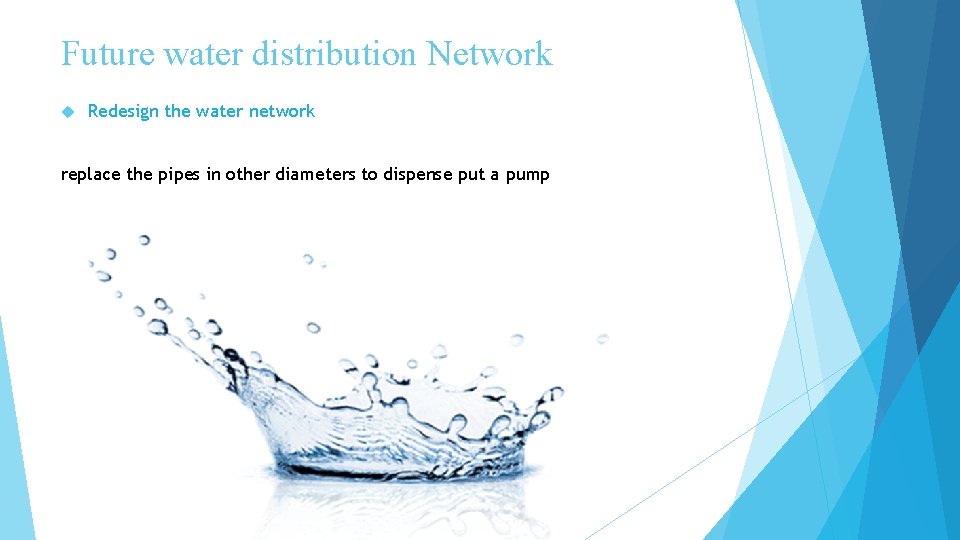 Future water distribution Network Redesign the water network replace the pipes in other diameters