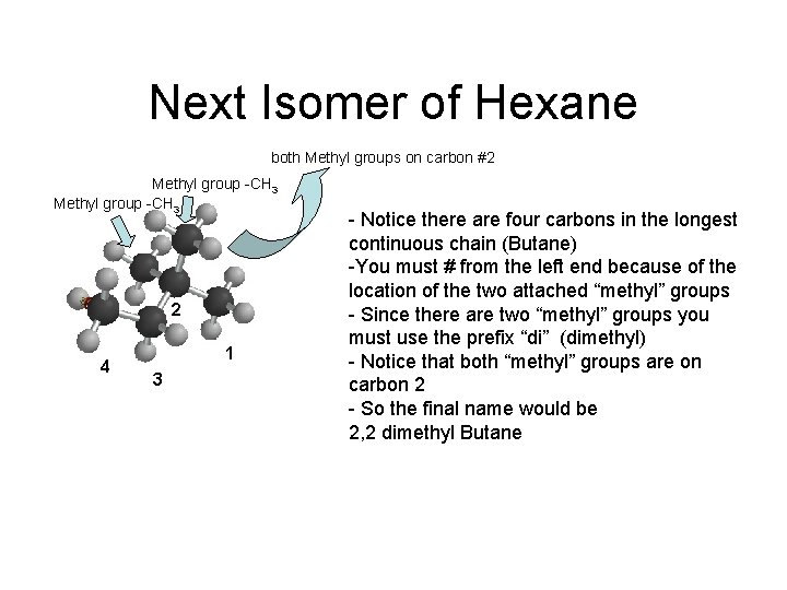 Next Isomer of Hexane both Methyl groups on carbon #2 Methyl group -CH 3