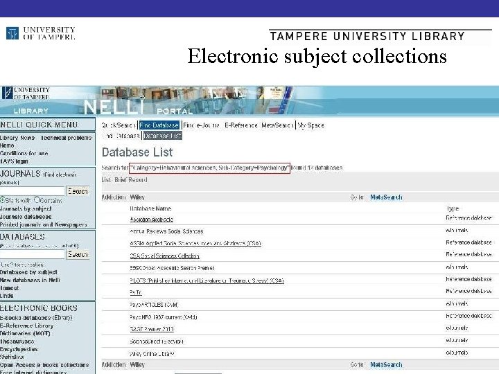Electronic subject collections 