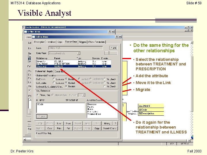 MIT 5314: Database Applications Slide # 59 Visible Analyst • Do the same thing