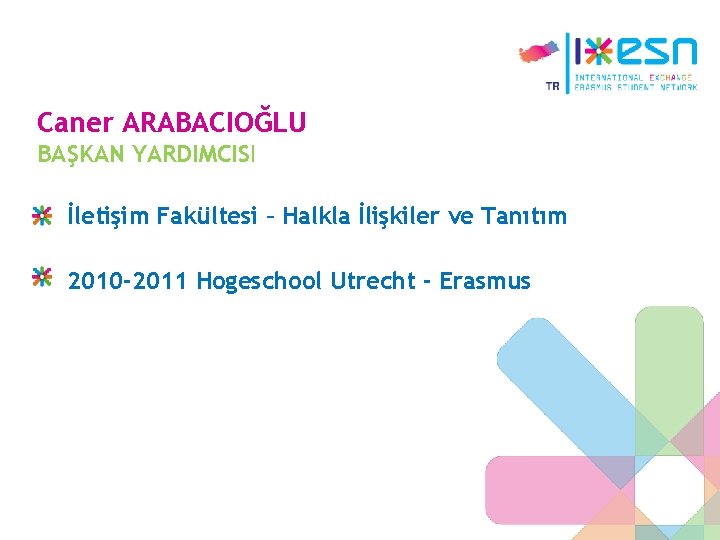 Caner ARABACIOĞLU BAŞKAN YARDIMCISI İletişim Fakültesi – Halkla İlişkiler ve Tanıtım 2010 -2011 Hogeschool