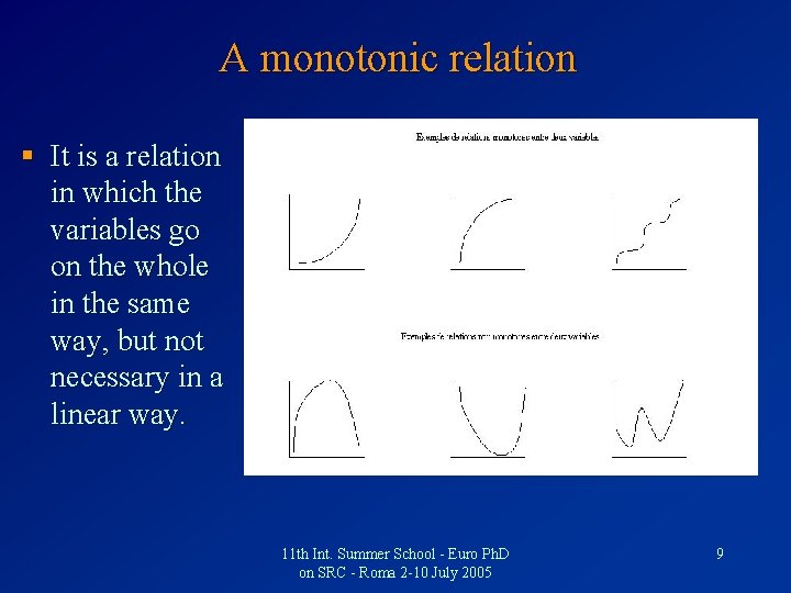 A monotonic relation § It is a relation in which the variables go on