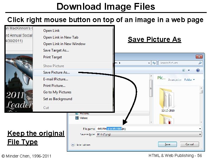 Download Image Files Click right mouse button on top of an image in a