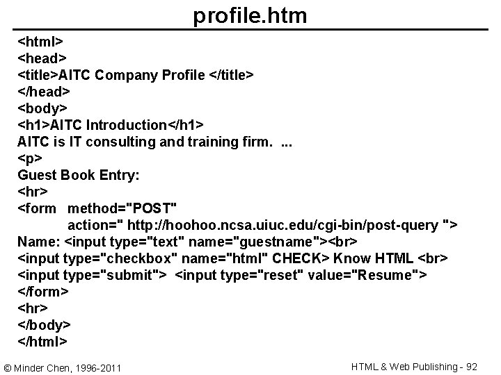 profile. htm <html> <head> <title>AITC Company Profile </title> </head> <body> <h 1>AITC Introduction</h 1>