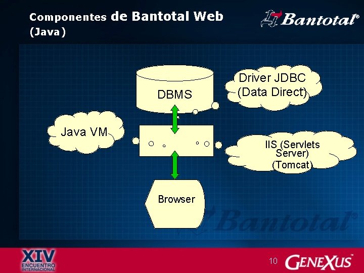 Componentes (Java) de Bantotal Web DBMS Driver JDBC (Data Direct) Java VM IIS (Servlets