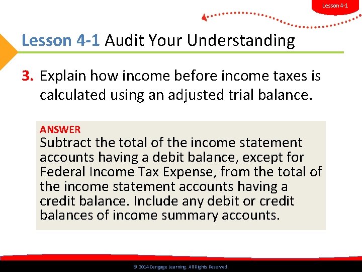 Lesson 4 -1 Audit Your Understanding 3. Explain how income before income taxes is