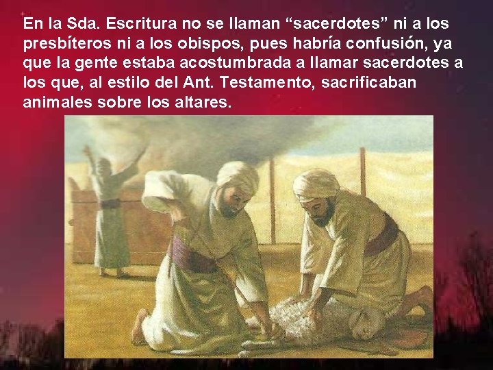 En la Sda. Escritura no se llaman “sacerdotes” ni a los presbíteros ni a