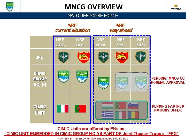 MNCG OVERVIEW NATO RESPONSE FORCE NRF current situation NRF 2018 NRF 2019 NRF way