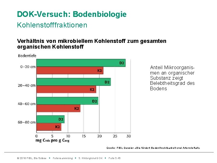 DOK-Versuch: Bodenbiologie Kohlenstofffraktionen Verhältnis von mikrobiellem Kohlenstoff zum gesamten organischen Kohlenstoff Anteil Mikroorganismen an