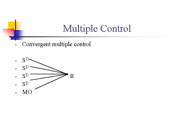 Multiple Control • • • Convergent multiple control SD SD MO R 