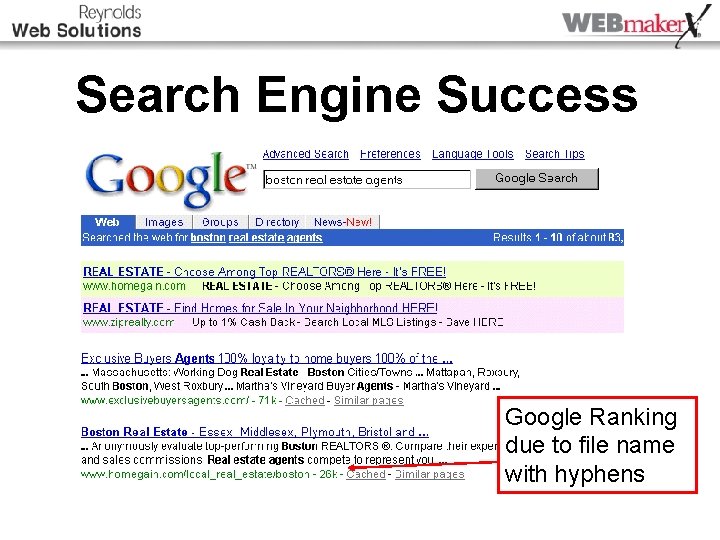 Search Engine Success Google Ranking due to file name with hyphens 
