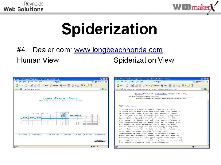 Spiderization #4…Dealer. com: www. longbeachhonda. com Human View Spiderization View 