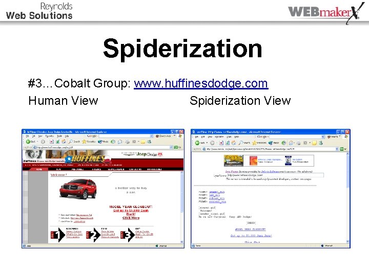 Spiderization #3…Cobalt Group: www. huffinesdodge. com Human View Spiderization View 