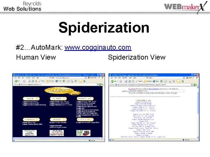 Spiderization #2…Auto. Mark: www. cogginauto. com Human View Spiderization View 