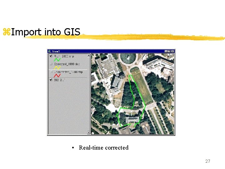 z. Import into GIS • Real-time corrected 27 