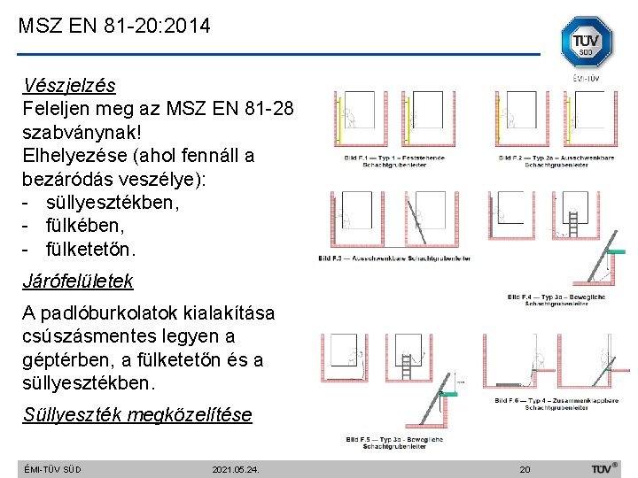 MSZ EN 81 -20: 2014 Vészjelzés Feleljen meg az MSZ EN 81 -28 szabványnak!