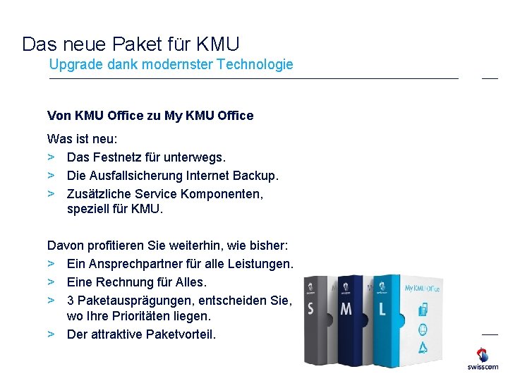 Das neue Paket für KMU Upgrade dank modernster Technologie Von KMU Office zu My