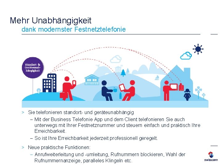 Mehr Unabhängigkeit dank modernster Festnetztelefonie > Sie telefonieren standort- und geräteunabhängig - Mit der