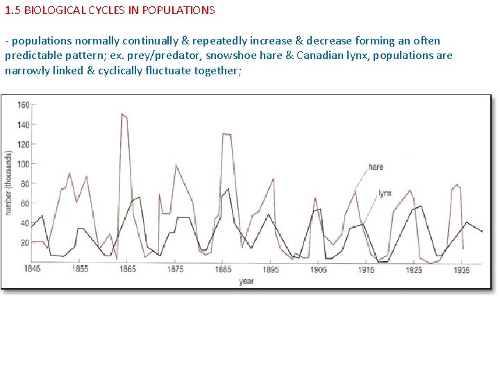 1. 5 BIOLOGICAL CYCLES IN POPULATIONS - populations normally continually & repeatedly increase &