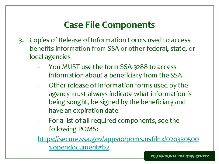 WIPA Case File Management VCUNTC February 9 2011