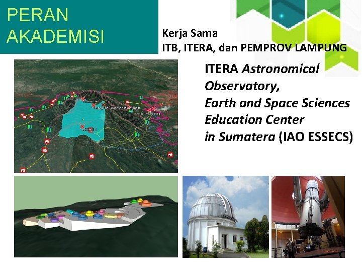 PERAN AKADEMISI Kerja Sama ITB, ITERA, dan PEMPROV LAMPUNG ITERA Astronomical Observatory, Earth and