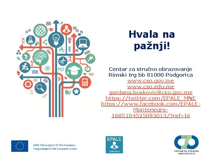 Hvala na pažnji! Centar za stručno obrazovanje Rimski trg bb 81000 Podgorica www. cso.