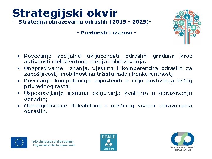 Strategijski okvir - Strategija obrazovanja odraslih (2015 - 2025)- Prednosti i izazovi - §