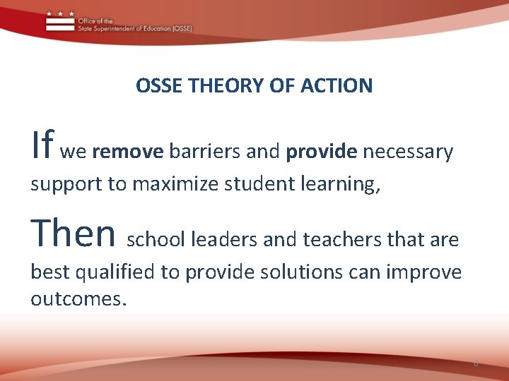 OSSE THEORY OF ACTION If we remove barriers and provide necessary support to maximize