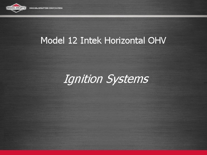 Model 12 Intek Horizontal OHV Ignition Systems 