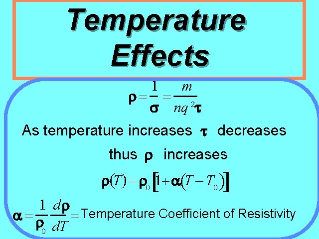 Temperature Effects 1 m r= = 2 s nq t As temperature increases t