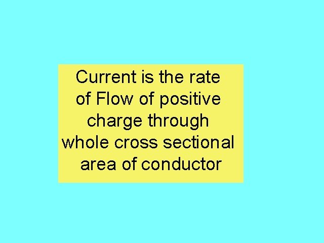 Current Picture Definition I Current is the rate of Flow of positive charge through