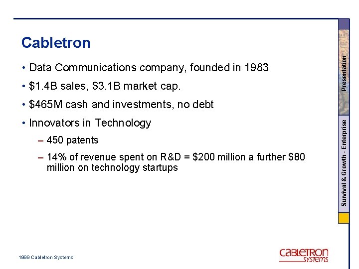  • Data Communications company, founded in 1983 • $1. 4 B sales, $3.