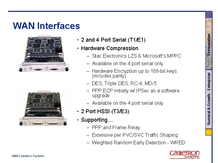  • 2 and 4 Port Serial (T 1/E 1) • Hardware Compression –