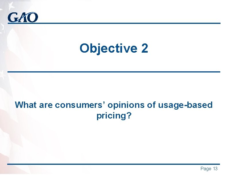 Objective 2 What are consumers’ opinions of usage-based pricing? Page 13 