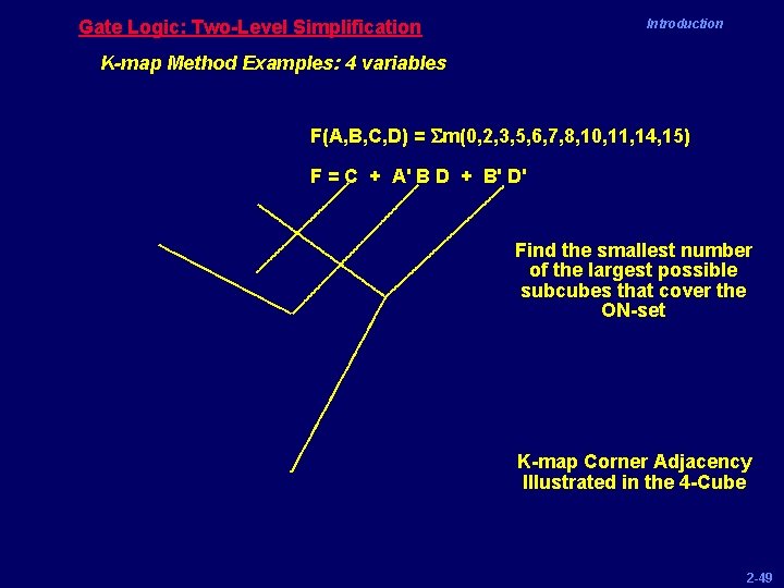 Gate Logic: Two-Level Simplification Introduction K-map Method Examples: 4 variables F(A, B, C, D)