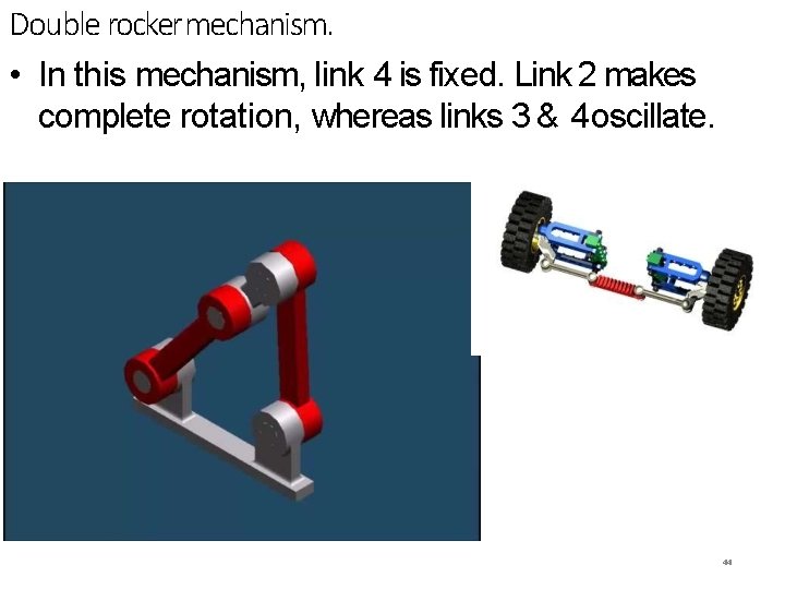 Double rockermechanism. • In this mechanism, link 4 is fixed. Link 2 makes complete