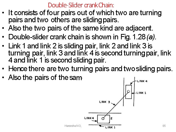  • • • Double-Slider crank Chain: It consists of four pairs out of