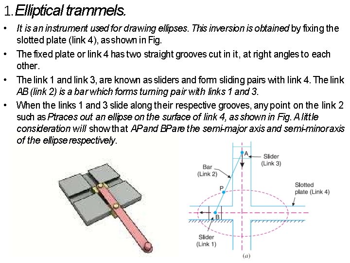 1. Elliptical trammels. • It is an instrument used for drawing ellipses. This inversion