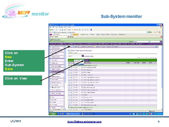 monitor Sub-System monitor Click on New Enter Sub-System Save Click on View 1/1/2022 http: