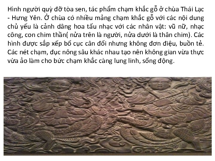 Hình người quỳ đỡ tòa sen, tác phẩm chạm khắc gỗ ở chùa Thái