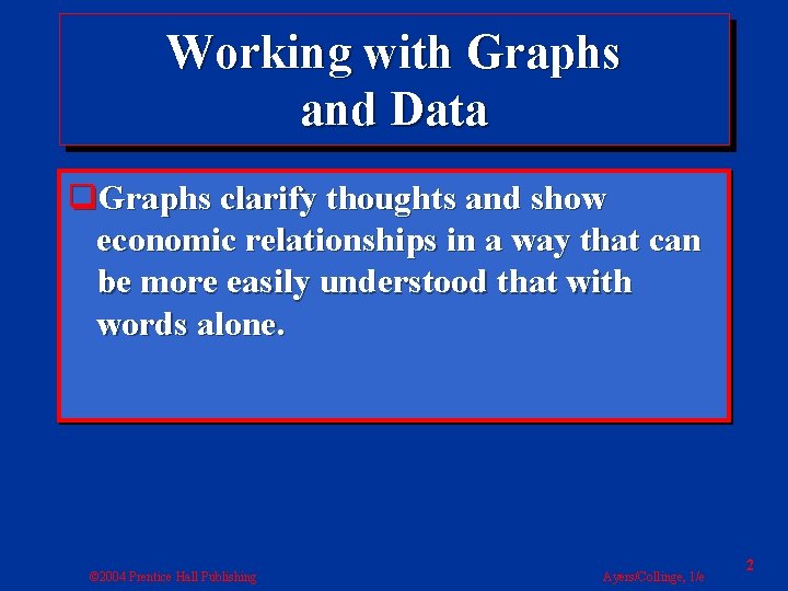 Working with Graphs and Data q. Graphs clarify thoughts and show economic relationships in