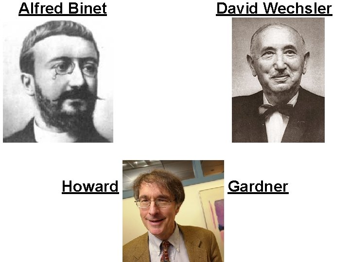 Alfred Binet Howard David Wechsler Gardner 