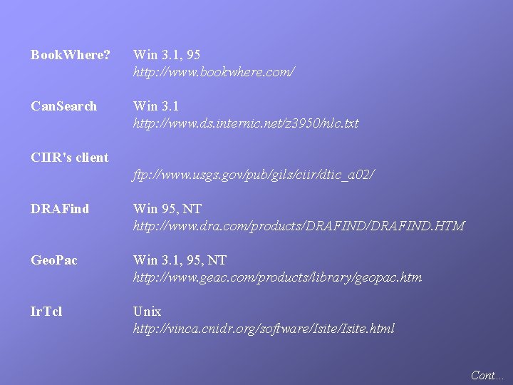 Book. Where? Win 3. 1, 95 http: //www. bookwhere. com/ Can. Search Win 3.