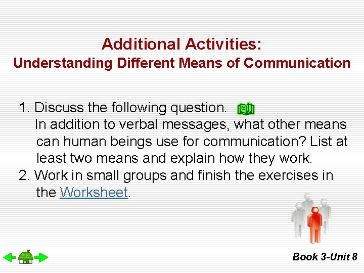 Additional Activities: Understanding Different Means of Communication 1. Discuss the following question. In addition