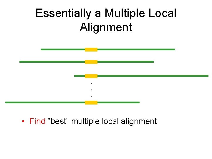 Essentially a Multiple Local Alignment . . . • Find “best” multiple local alignment