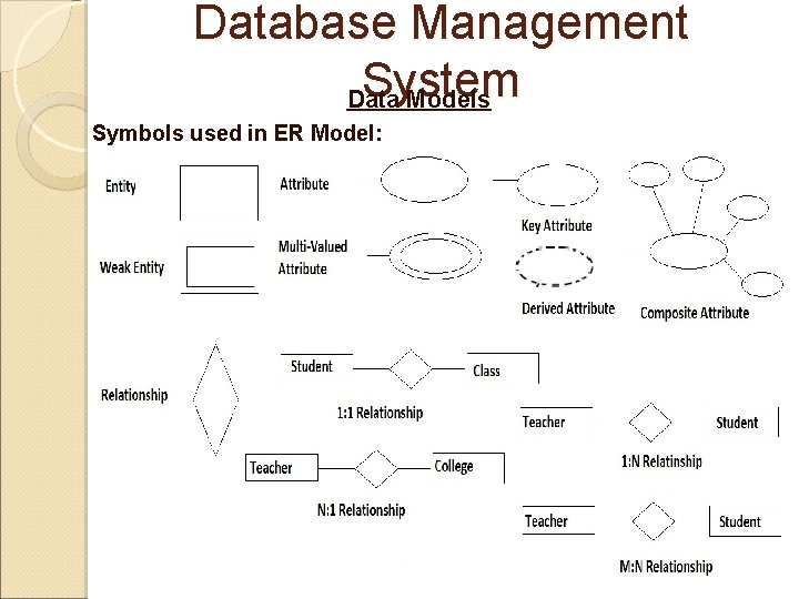 Database Management System Data Models Symbols used in ER Model: 